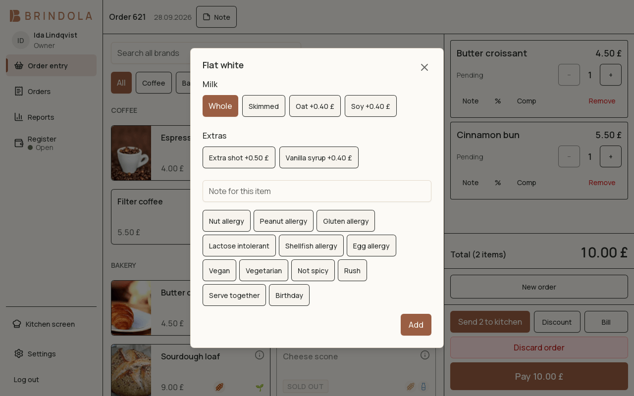 Take orders · shown in English