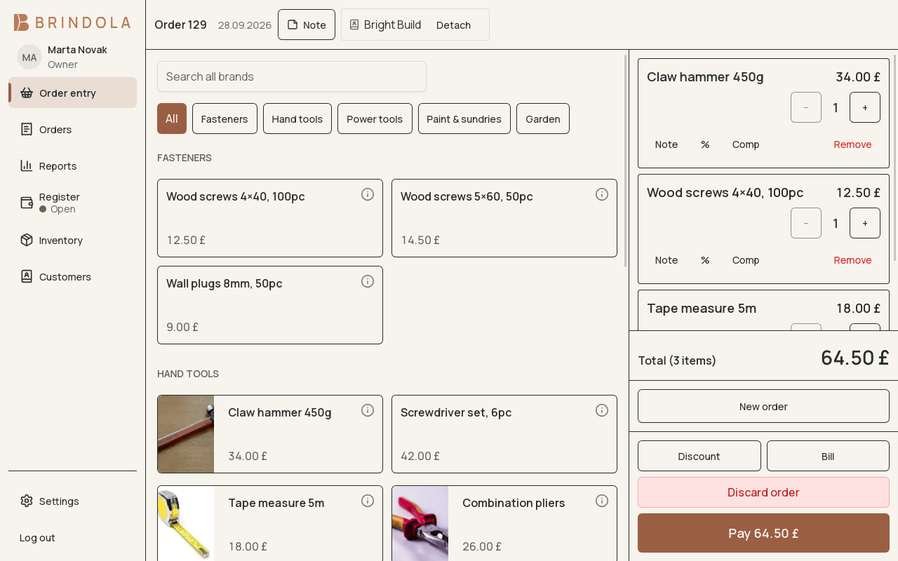 Make a sale · shown in English