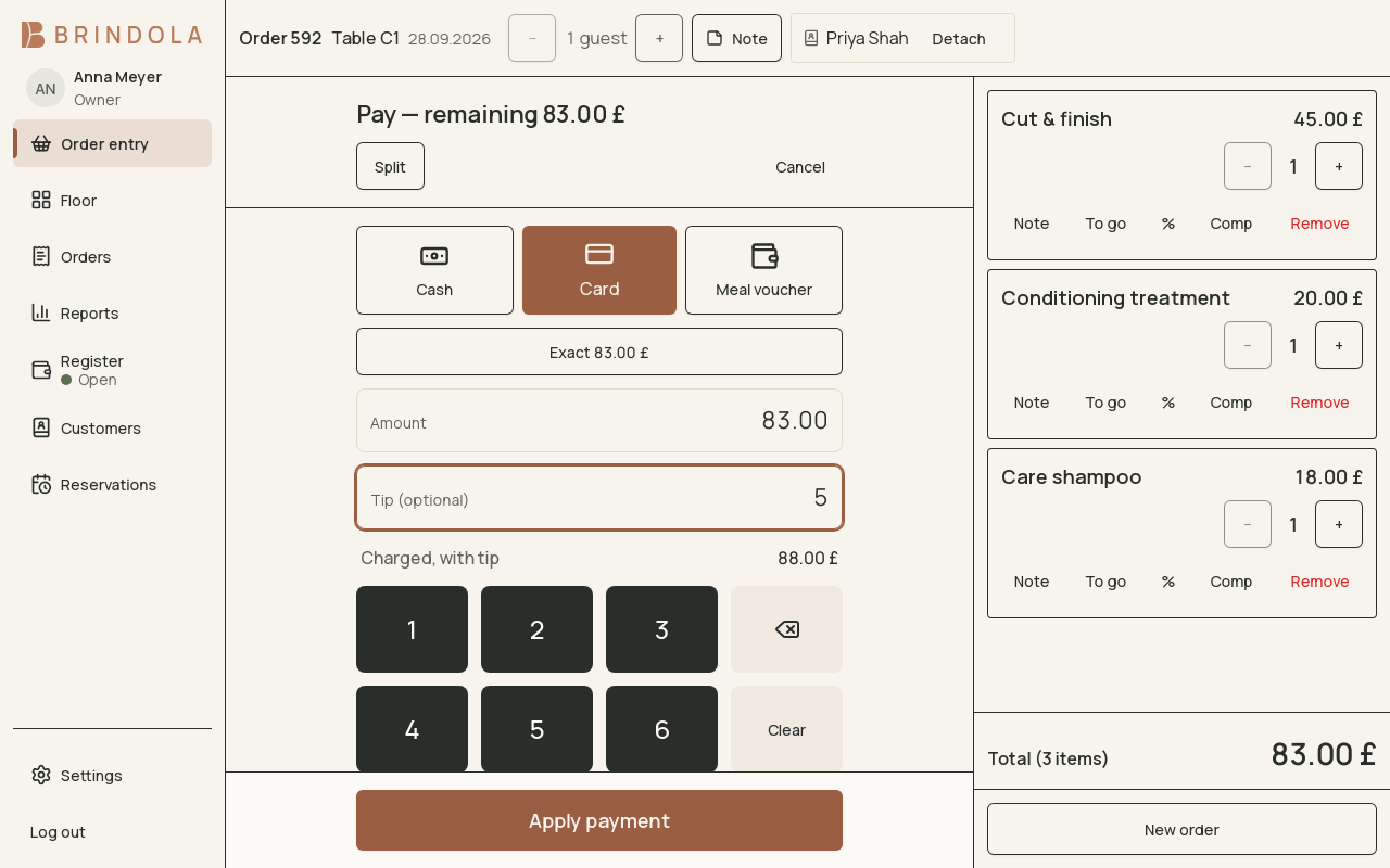 Take payments · shown in English